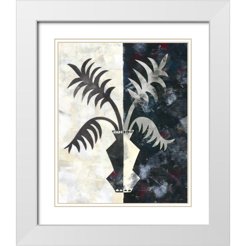 Pretty Palms II Neutral White Modern Wood Framed Art Print with Double Matting by Wild Apple Portfolio
