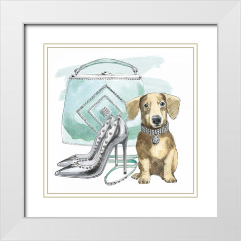 Glamour Pups III White Modern Wood Framed Art Print with Double Matting by Grove, Beth