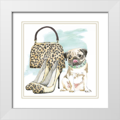 Glamour Pups IV White Modern Wood Framed Art Print with Double Matting by Grove, Beth