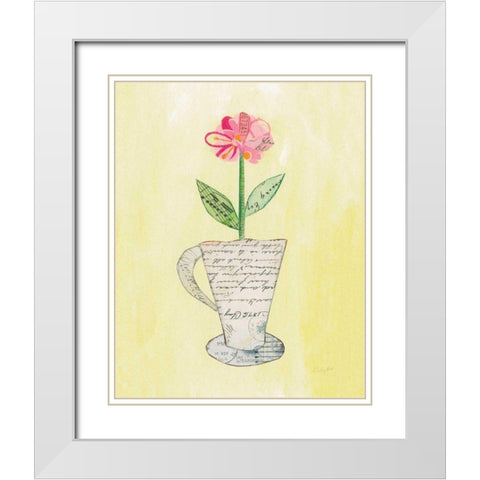 Teacup Floral II White Modern Wood Framed Art Print with Double Matting by Prahl, Courtney