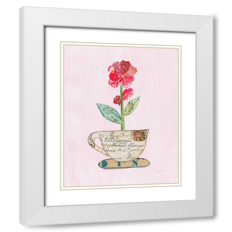 Teacup Floral IV White Modern Wood Framed Art Print with Double Matting by Prahl, Courtney