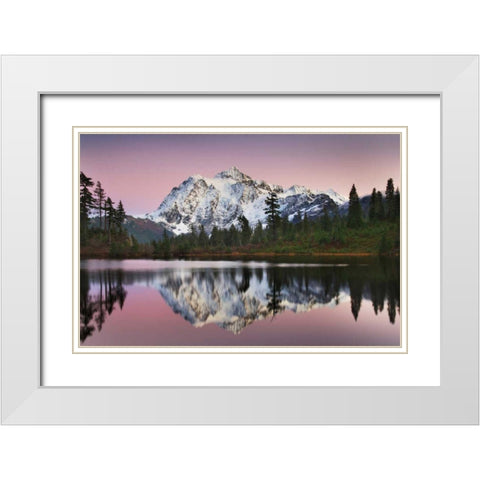 Mount Shukan Reflection II White Modern Wood Framed Art Print with Double Matting by Audit, Lisa