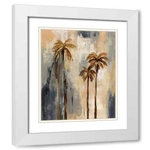 Palm Trees I White Modern Wood Framed Art Print with Double Matting by Vassileva, Silvia