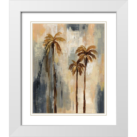 Palm Trees I White Modern Wood Framed Art Print with Double Matting by Vassileva, Silvia