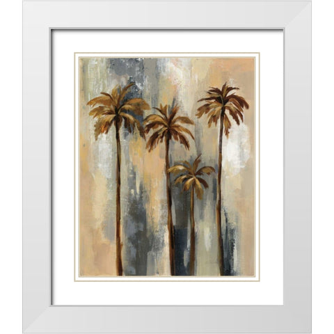 Palm Trees II White Modern Wood Framed Art Print with Double Matting by Vassileva, Silvia