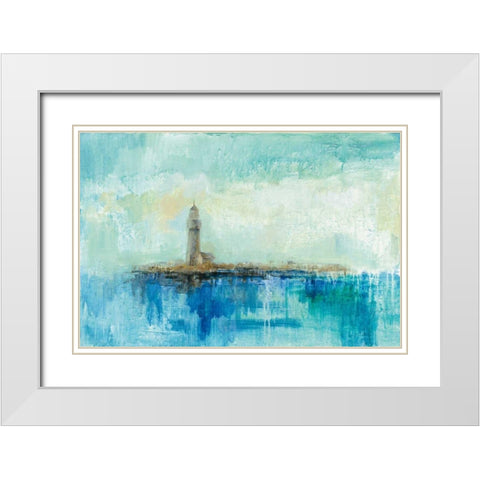 Lighthouse Morning White Modern Wood Framed Art Print with Double Matting by Vassileva, Silvia