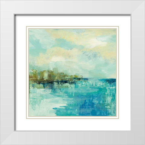 Cliff Side Town Crop White Modern Wood Framed Art Print with Double Matting by Vassileva, Silvia