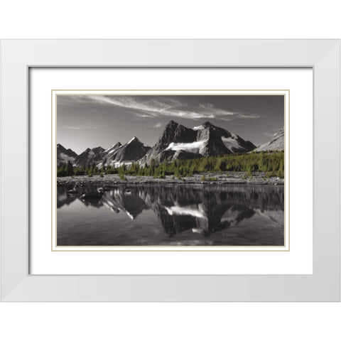 Amethyst Lake Reflection BW with Color White Modern Wood Framed Art Print with Double Matting by Audit, Lisa