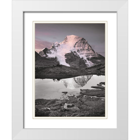 Mount Robson BW with Color White Modern Wood Framed Art Print with Double Matting by Majchrowicz, Alan