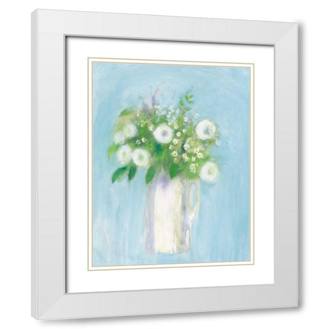 Alloway Blossom on Blue White Modern Wood Framed Art Print with Double Matting by Clark, Michael