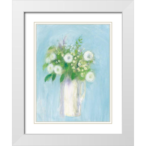 Alloway Blossom on Blue White Modern Wood Framed Art Print with Double Matting by Clark, Michael