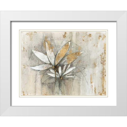 Windflowers Gold White Modern Wood Framed Art Print with Double Matting by Tillmon, Avery