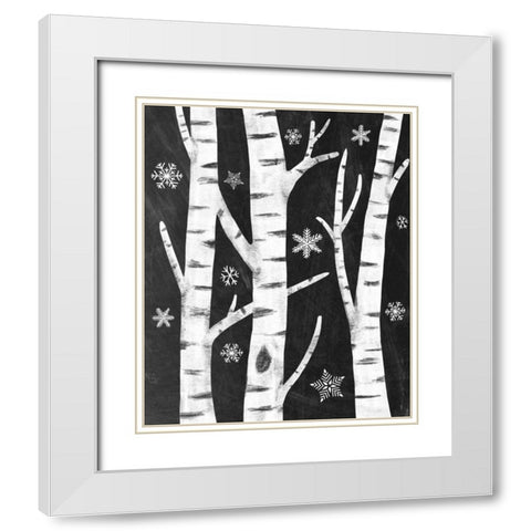 Snowy Birches White Modern Wood Framed Art Print with Double Matting by Urban, Mary