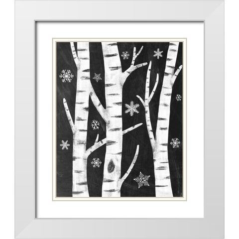 Snowy Birches White Modern Wood Framed Art Print with Double Matting by Urban, Mary