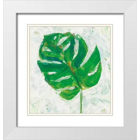 Single Leaf Play II White Modern Wood Framed Art Print with Double Matting by Day, Kellie