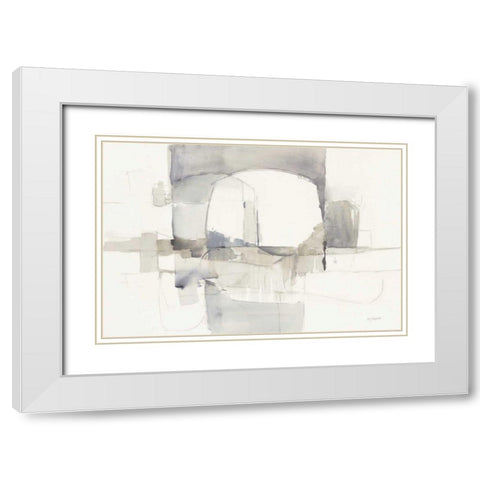 Improvisation 1 Gray White Modern Wood Framed Art Print with Double Matting by Schick, Mike