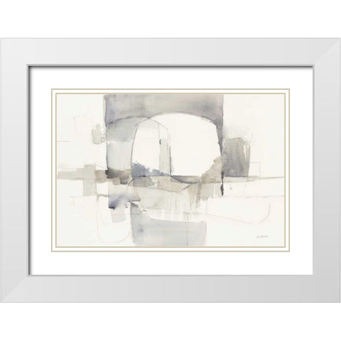 Improvisation 1 Gray White Modern Wood Framed Art Print with Double Matting by Schick, Mike