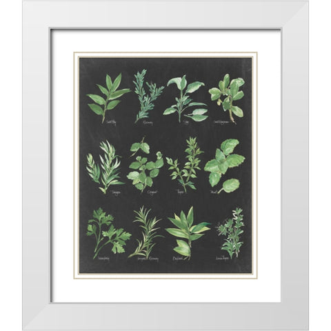 Herb Chart on Black White Modern Wood Framed Art Print with Double Matting by Paschke, Chris