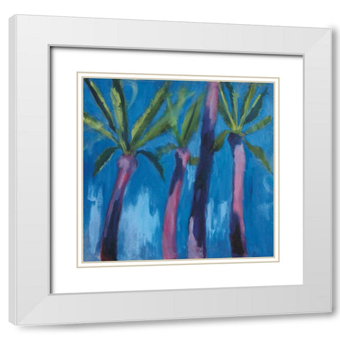 Palm Trees with Pink White Modern Wood Framed Art Print with Double Matting by Clark, Michael