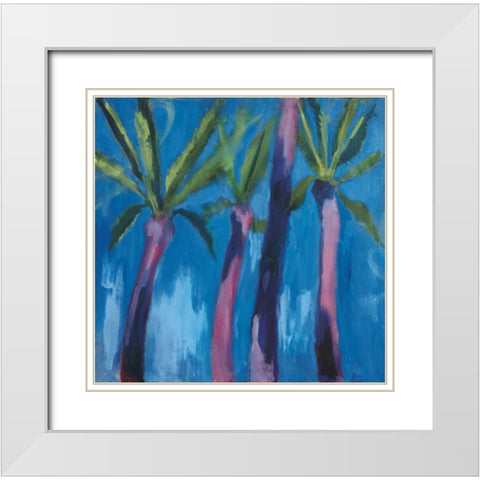 Palm Trees with Pink White Modern Wood Framed Art Print with Double Matting by Clark, Michael