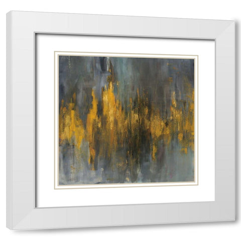 Black and Gold Abstract White Modern Wood Framed Art Print with Double Matting by Nai, Danhui