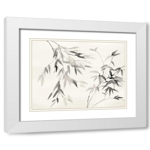 Bamboo Leaves II White Modern Wood Framed Art Print with Double Matting by Danhui, Nai