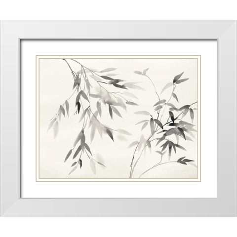 Bamboo Leaves II White Modern Wood Framed Art Print with Double Matting by Danhui, Nai