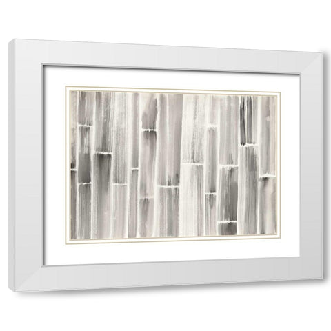 Bamboo Pattern White Modern Wood Framed Art Print with Double Matting by Nai, Danhui