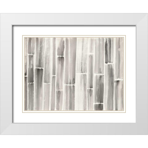 Bamboo Pattern White Modern Wood Framed Art Print with Double Matting by Nai, Danhui