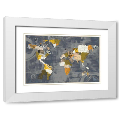 Golden World on Grey White Modern Wood Framed Art Print with Double Matting by Prahl, Courtney