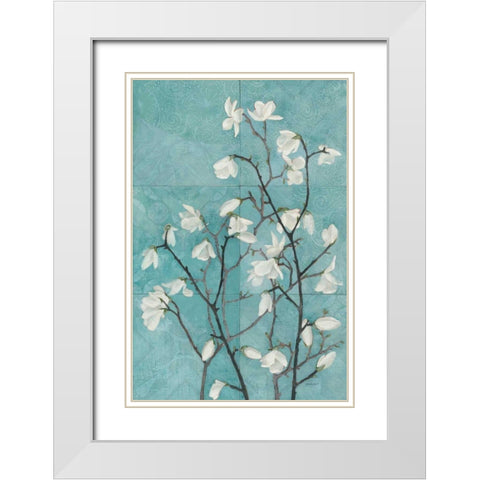 Magnolia Branch White Modern Wood Framed Art Print with Double Matting by Lovell, Kathrine