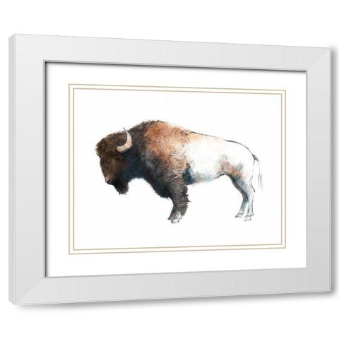 Colorful Bison Dark Brown White Modern Wood Framed Art Print with Double Matting by Tillmon, Avery