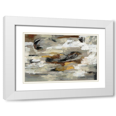 Neutral Abstract Gray White Modern Wood Framed Art Print with Double Matting by Vassileva, Silvia