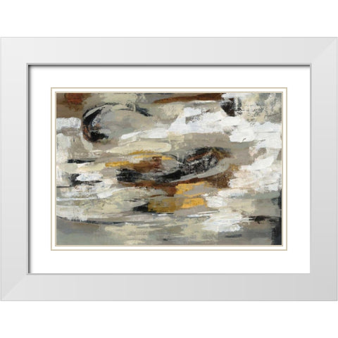 Neutral Abstract Gray White Modern Wood Framed Art Print with Double Matting by Vassileva, Silvia