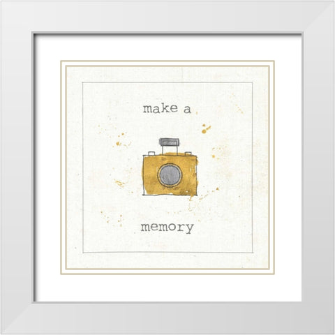 Lil Memos Make a Memory White Modern Wood Framed Art Print with Double Matting by Pela Studio