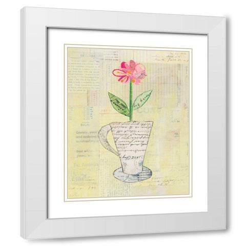 Teacup Floral II on Print White Modern Wood Framed Art Print with Double Matting by Prahl, Courtney