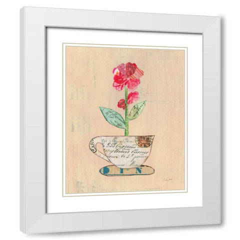Teacup Floral IV on Print White Modern Wood Framed Art Print with Double Matting by Prahl, Courtney