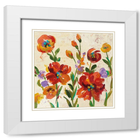 July in the Garden II Cream Crop White Modern Wood Framed Art Print with Double Matting by Vassileva, Silvia