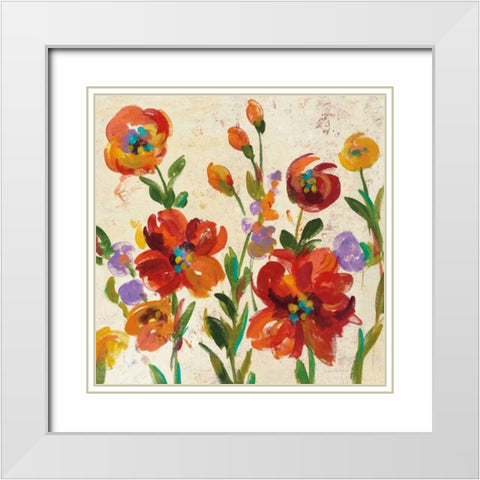 July in the Garden II Cream Crop White Modern Wood Framed Art Print with Double Matting by Vassileva, Silvia