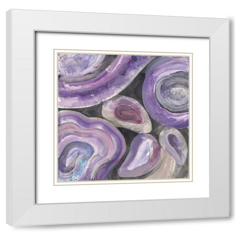 Circle Rain White Modern Wood Framed Art Print with Double Matting by Hristova, Albena