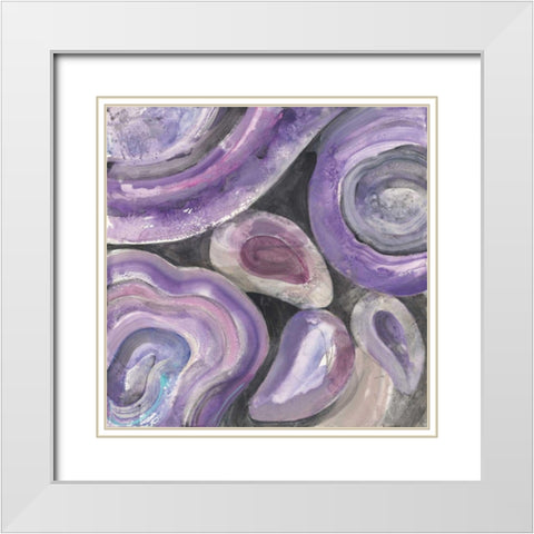 Circle Rain White Modern Wood Framed Art Print with Double Matting by Hristova, Albena
