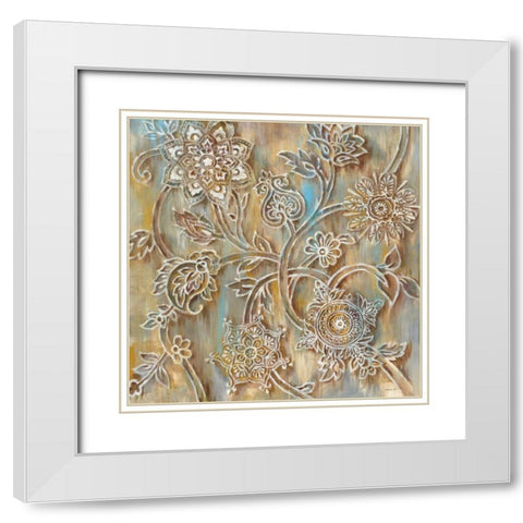 Henna Crop White Modern Wood Framed Art Print with Double Matting by Nai, Danhui