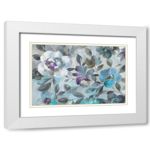 Twilight Flowers Crop White Modern Wood Framed Art Print with Double Matting by Nai, Danhui