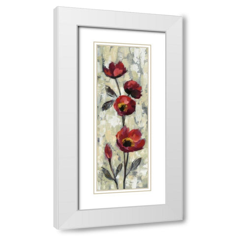 Simple Red Floral I White Modern Wood Framed Art Print with Double Matting by Vassileva, Silvia
