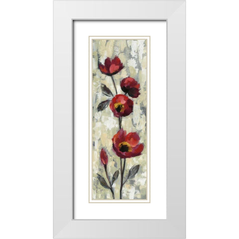 Simple Red Floral I White Modern Wood Framed Art Print with Double Matting by Vassileva, Silvia