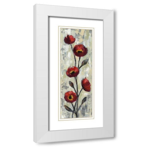 Simple Red Floral II White Modern Wood Framed Art Print with Double Matting by Vassileva, Silvia