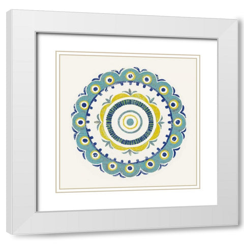Lakai Circle II Blue and Yellow White Modern Wood Framed Art Print with Double Matting by Lovell, Kathrine