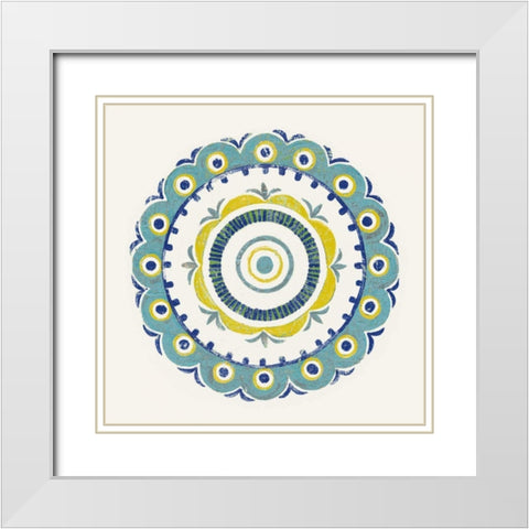 Lakai Circle II Blue and Yellow White Modern Wood Framed Art Print with Double Matting by Lovell, Kathrine