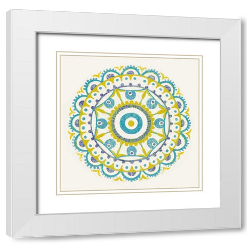 Lakai Circle VI Blue and Yellow White Modern Wood Framed Art Print with Double Matting by Lovell, Kathrine