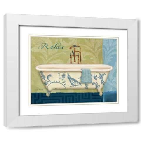 Blue Botanical Bath II White Modern Wood Framed Art Print with Double Matting by Audit, Lisa